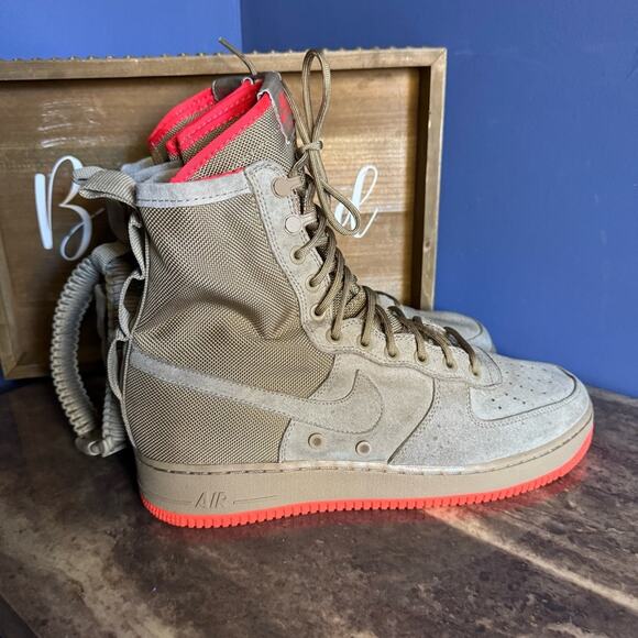 Nike Men s SF Air Force 1 Shoe Khaki Rush Coral, Men’s 11 US - Picture 3 of 8
